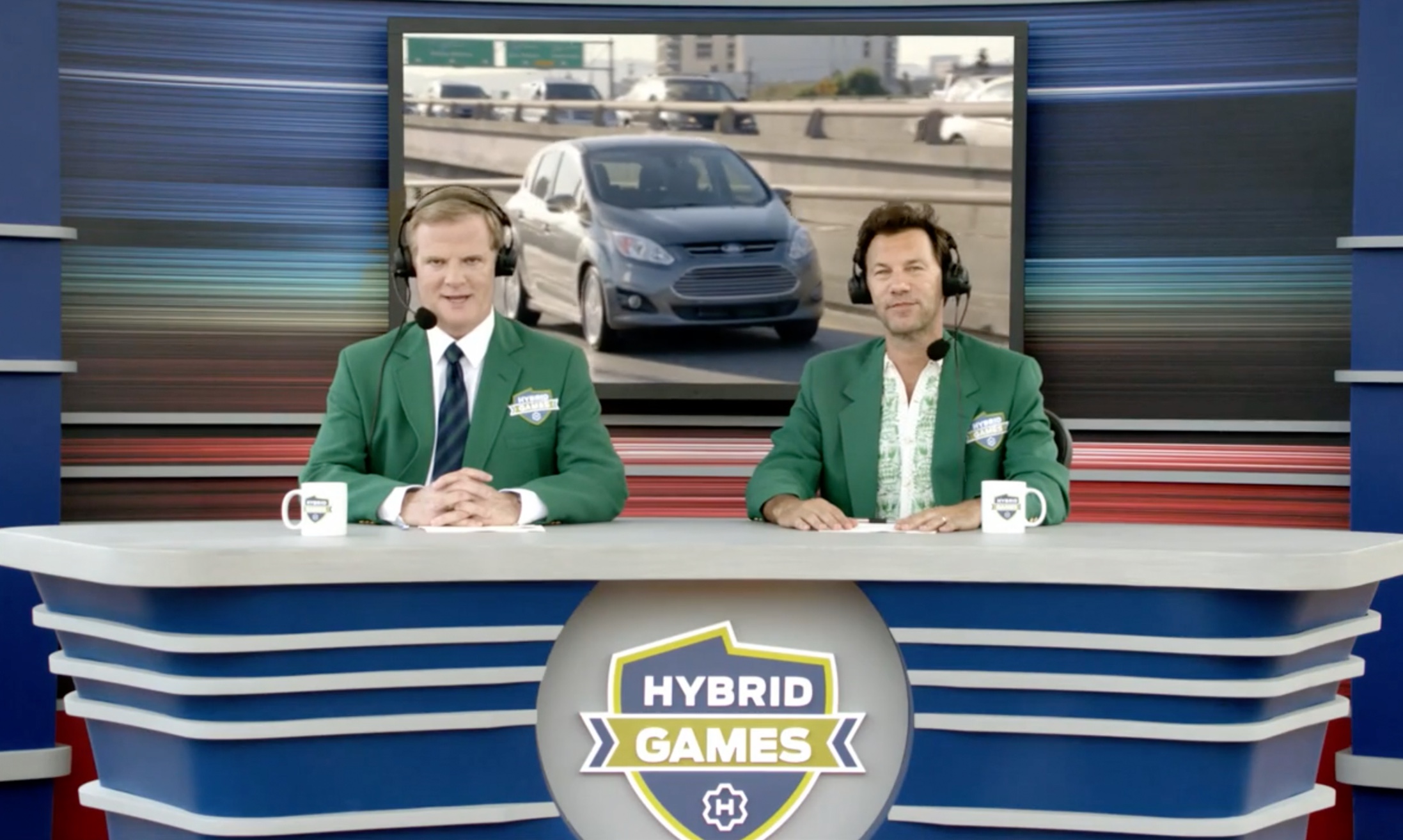 Hybrid Games comparison graphic matching the Toyota Prius against the Ford C-MAX plug-in hybrid
