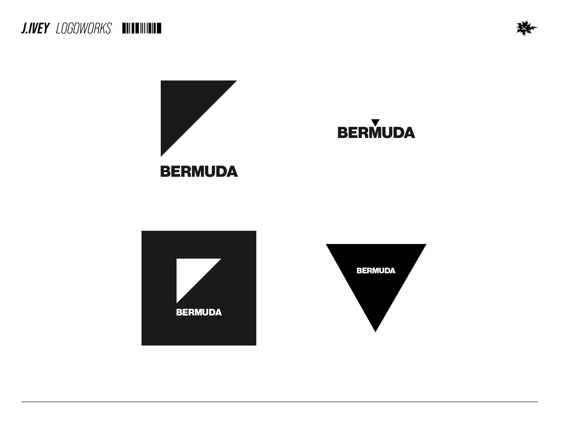 Bermuda logo exploration sheet with triangular marks and wordmarks